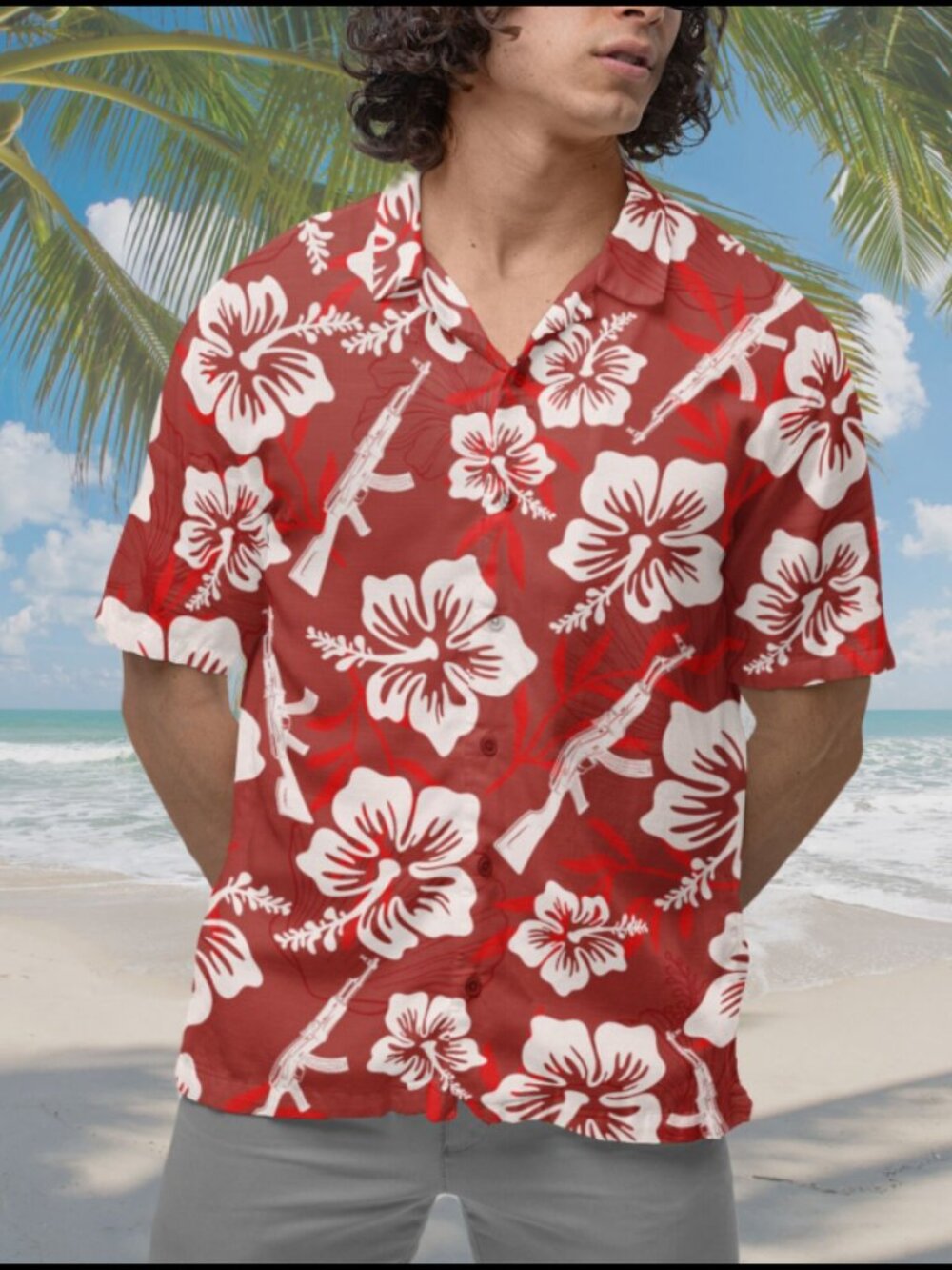 AK47 Hawaiian Shirt AK-47 Shirt Gun Short-sleeve Button Down Shirt Gift For Gun